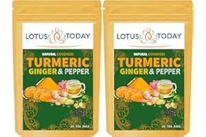LOTUSTODAY Turmeric Tea Bags with Ginger And Black Pepper 21 Tea bags (Pack of 2)