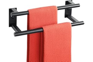 Mooche Black Towel Rail Wall Mounted,Bathroom Towel Holder Double Towel Rack for Bathroom,SUS304 Stainless Steel 400MM Towel Shelf Double Towel Bars for Hotel,Kitchen,Drawing Room,Toilet