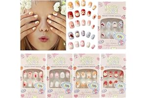 ZOCONE 120 Uñas Postizas para Niñas Puntas de Uñas Postizas Cortas Niña Uñas Artificiales Niña Postizas Uñas Falsas de Niños Decoración Uñas Niñas 5 Cajas Regalos para Niñas