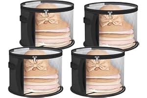 WEKIWGOT Porta Sombreros con Ventana Transparente, Organizador Grande para Armario y Viaje - Compatible con Sombreros de Cowboy, Damas y Ala Ancha (4 Piezas, Negro)