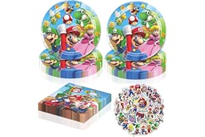 TOCAVE Theme Party Deko Geburtstag Geschirr Kit, Partygeschirr Kindergeburtstag, Theme Party Deko Geburtstag, mit Pappteller, Servietten, Tischdecke etc