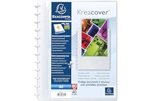 Exacompta - Cod. 86471E - 1 Portalistino personalizzabile Kreacover 40 buste rimovibili leggermente goffrate - Copertina polipropilene rigida - F.to esterno 24,5x31cm per A4 - Bianco