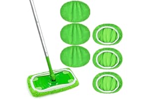Vicloon 6 Wipes Reusable for Sweeper Mop, Washable Microfiber Sweeping Mop Refills, Reusable for Swiffer Floor Mops, Dry Sweeping Cloth Wet Mopping Cloths for Surface/Hardwood Floor Cleaning