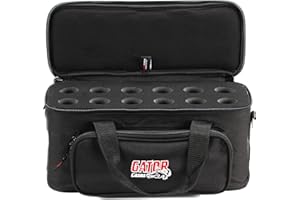 Gator Cases Housse rembourré pour microphones avec amortisseurs en mousse pour jusqu'à 12 microphones câblés (GM-12B)