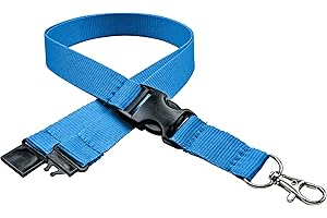 linie zwo®, Pack de 10 cordones para llaves 20 mm, gancho easy going, Cierre de seguridad, Hebilla deslizante, Azul