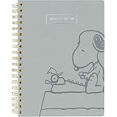 Graphique Vegan Deri Spiral G&uuml;nl&uuml;k, Snoopy Tipi &ndash; 20,32 cm x 25,4 cm, 192 &Ccedil;izgili Sayfa, "Şimdi Yaz" Yazılı G&uuml;m&uuml;ş Folyo Kapağ