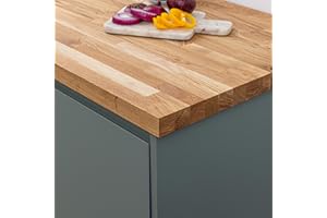 DOMLI Solid Rustic Oak Kitchen Worktop | 3000mm x 620mm x 40mm | Premium Wood Worktops | Farmhouse Oak Wooden Timber Counter Tops | Cut to Size Customisation Available | Real Wood Kitchen Countertops