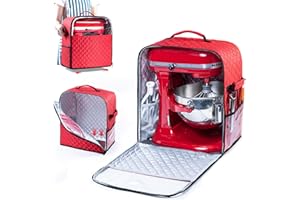 BAGSPRITE Abdeckung für Standmixer mit Geräteschiebern, kompatibel mit KitchenAid Mixer, Aufbewahrungstasche für 4,5/5 Quart mit Taschen für Küchenhelfer, Zubehör und Aufsätze