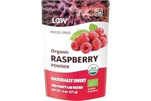 LOOV polvere biologica di lampone, prodotta con bacche di lampone intere al 100%, lamponi liofilizzati in polvere, 171 g, cruda, bacche europee, scorta per 24 giorni, senza zuccheri aggiunti