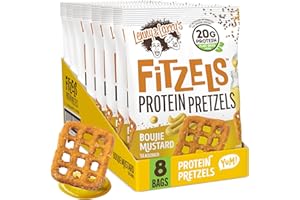 Lenny & Larry's -Protein Pretzels (8x85g) Boujie Mustard – Saveur moutarde avec 20 g de protéines par portion – Parfait après l'entraînement ou en collation – Haute teneur en protéines