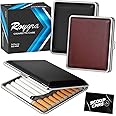 roygra Cigarette Case for Regular and King Size, Can't Fit 100's Size, PU Leather 20 Capacity - 3 Pack (2 Black + Brown, 85mm King Size)