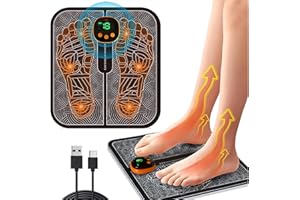 WARDBES Fußmassagegerät Elektrisch,EMS Fußmassagegerät,Faltbares und Tragbares Elektrisches Fußmassagegerät zur Durchblutungs-und Muskelschmerzlinderung,8 Modi und 19 Intensitäten