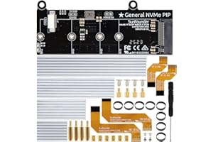 SunFounder PCIe to M.2 HAT M-Key NVMe SSD PIP PCIe 2/3 Board for Raspberry Pi 5 2/4/8/16 GB Support M.2 2230/2242/2260/2280 SSD, Heatsink Included, Compatible with 3.5/5/7/10 inch Touch Screen