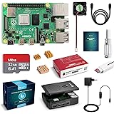 LABISTS Raspberry Pi 4 Modèle B (4 B) 2Go Starter Kit [ 2019 Version Dernière ] 32 Go Carte Micro SD Classe 10, 5,1V 3A Alimentation Interrupteur Marche/Arrêt, Ventilateur, Boîtier Noir, Dissipateur