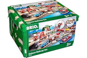 BRIO World 33052 Straßen & Schienen Bahn Set Deluxe - Straßen & Schienen Eisenbahn - Kleinkindspielzeug empfohlen für Kinder ab 3 Jahren