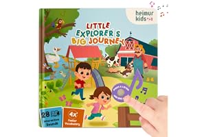 Heimurkids : Little Explorer’s Big Journey|Nursery Rhymes Musical Sound Book for Kids (3 Months–4 Years)| 28 Interactive Buttons with Words & Songs |USB‑C Rechargeable | Screen‑Free Learning