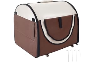 PawHut Hundebox faltbare Hundetransportbox Transportbox für Tier 2 Farben 5 Größen 61x46x51 cm, kaffeebraun-creme