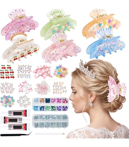 Hokoad 6 Sets DIY Hair Claw Clips Kit, Acrylic Claw Clips  display picture 2