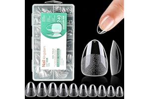 HCSSZ Kurze Mandel Nagelspitzen,240 Stück Short Gel Full Cover Almond Nail Tips, Vorpolierte Harz Kunstnägel Acryl Nageltips Tips für Gelnägel, für Nagelstudios und DIY-Nagelkunst (Kurze Mandel 240pcs)