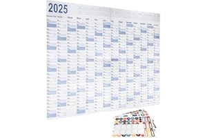 JRJRN Calendario da Parete 2025, Planner Annuale da Parete con Adesivi e Toppe Autoadesive, Pianificatore da Parete 2025 per Studenti e Insegnanti