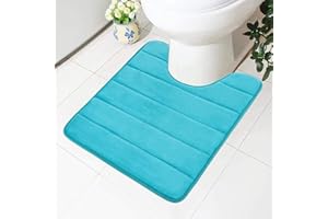 Homaxy Antypoślizgowy miękki dywanik do toalety z wycięciem 50 x 60 cm, chłonny dywanik łazienkowy, stojak do toalety, nadaje się do prania, dywanik łazienkowy do WC, kolor pawiowy