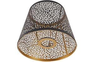 GENERIC Lampshades for Table Lamp, Lampshade Floor Lamp, Iron Art, Hollow Design, Shade Chandelier, E26 E27, Protective Cover for Ceiling Light, Pendant Light, Natural Wall Light, Decoration (Black Gold)