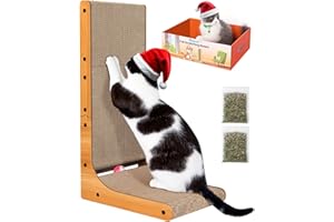 Petslucent Cat Scratching Board - Cat Scratcher with Box, Large Size Cats Scratching Pad Easy for Cats to Scratch, Corrugated Cardboard Pet Scratchers Lounge for Indoor Kitty to Play (Grey-1PCS)