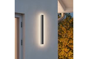 K-Bright Zewnętrzna lampa ścienna, 20 W długa lampa ścienna Villa Wodoodporna lampa ścienna IP65 do ogrodów, tarasów, sypialni, salonu lampa ścienna do wnętrz 4000 K (czarna, 60 cm)