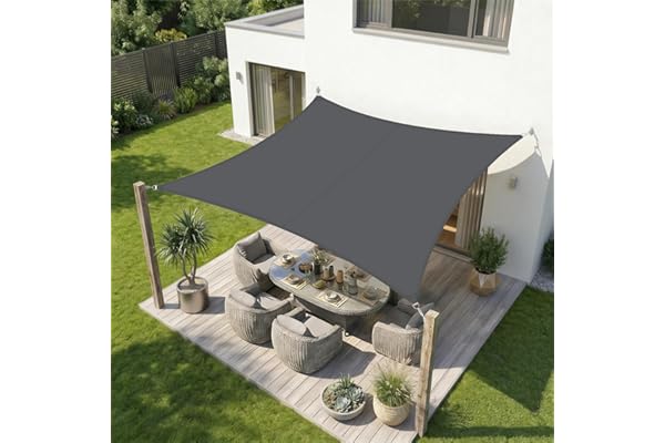 Sekey Voile d'ombrage Rectangulaire 3x4m Imperméable, PES 160g/m² Haute Densité, Résiste Intempéries/Déchirures, Couture Scellée (Étanche) & UV 95%, pour Balcon Terrasse Jardin, Anthracite