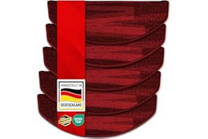 casa pura Stufenmatten innen selbstklebend halbrund rot 15 Stück Treppenstufen Matten 65 x 23,5cm, modernes Design Stufenteppich (Via Veneto)