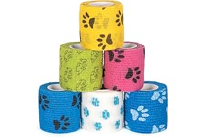 SEADESKY 6 Roll Pet Vet Wrap Self Adhesive Bandage 2 Inch Self Adherent Cohesive Bandages for Pets First Aid Elastic Bandage for Sports Stretch Tape for Wrist Ankle