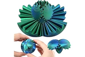RZCOMP Gear Ball Fidget Toy Gear Ball and Gear Sphere 3D Printed Puzzle Cube Steampunk Fidget Toys with Helix Screw Design for Stress and Anxiety Relief（blue green）