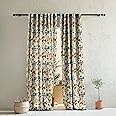 SPACES DRAPE STORY Heavy Polyester Fabric Elegant Digital Print 75% Room Darkening Curtain Set Of 2 7Ft Curtains Grommet Opaque Door Curtain, Blue