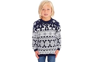 SAANS247 Boys Girls Kids Children Unisex Christmas Xmas Knitted Novelty, Retro, Elf, Football Jumper Sweater
