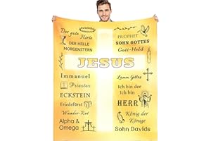 ‎G-DAKE G-dake Christliche Geschenke Decke mit Bibelvers Jesus Kreuz Geschenkideen Religiöse Inspirierende Geschenke Taufgeschenke für Frauen Männer Oma Mama Freundin, Kuscheldecke Flauschig 130x150cm