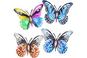 BAERTMY Papillon Decoration Murale en Métal 3D Deco Jardin Exterieur 4 Pièces Art Ornements de Papillons Décorations Extérieure Jardin pour Décoration Intérieure Et Extérieure