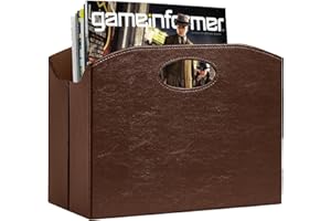 PreTidy Magazine Rack Floor foldable Magazine Holders Basket Organizer Newspaper Storage Bin Organizer for Home Document File Holder brown