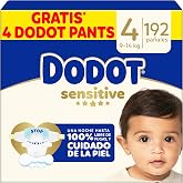 Dodot Sensitive Baby Diapers, Size 4 (9-14 kg), 192 Nappies + 4 Gift Pants | Up to 12h anti-leak protection and skincare, inc
