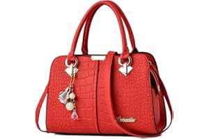 DORRISO Moda Borsa Donna Borsa a Mano Ornamenti di Moda Borsa a Tracolla Viaggio Elegante Casuale PU Pelle Tote Borse Donna Borsa Messenger Rossa A