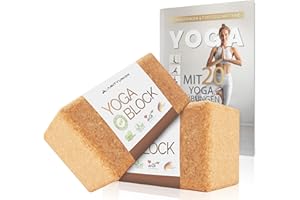 AMITYUNION Yoga Block Cork Set 2-100% Naturale - Hatha Klotz Anche per Principianti Meditazione e Pilates, Blocchi Yoga per Schiena 65 mm Confezione da 2