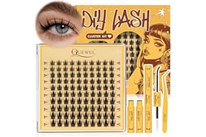 ‎QUEWEL QUEWEL Manga-Lashes gemischte Längen Cluster-Lashes Set, Mix10–18mm DIY Wimpern-Extensions Set mit Wimpernkleber und Pinzette, Lash-Extension-Set für den Alltag Partys (Manga-Lash)