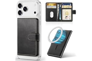 SHIELDON prawdziwa skóra portfel magnetyczny, blokada RFID, 6 przegródek na karty i okienko na dowód osobisty, smukły portfel kompatybilny z serią iPhone 16/15/14/13/12 - Retro Czarny