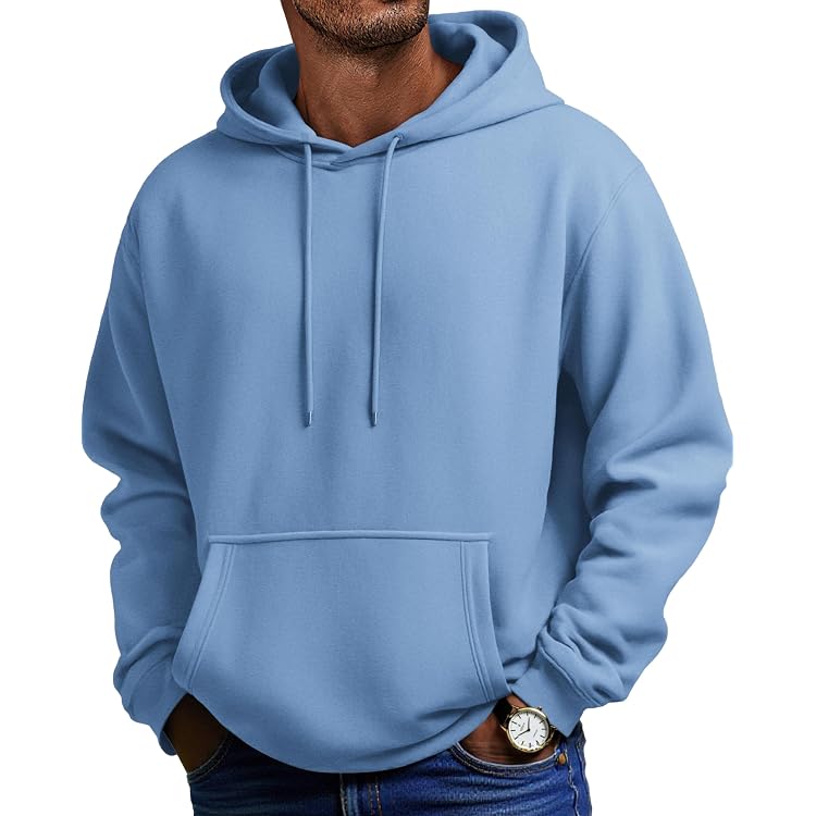 Sweat à Capuche Homme épaissi - Coupe Ample, Manches élastiquées, Poches - Pour Automne/hiver
