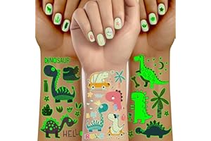 Acevegue 12 Hojas Tatuajes Temporales Niños, Luminosos Impermeables Tatuajes Pegatinas Infantiles, Tatuajes Temporales Niños Regalos Cumpleaños Colegio, Piñata Cumpleaños Decoracion Fiesta