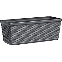 Emsa 515022 Casa Mesh Blumenkasten für den Balkon, Länge: 50 cm, Selbstbewässerungssystem, granit