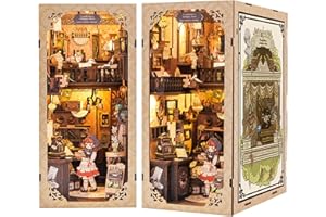 CUTEBEE Book Nook Kit, DIY Miniature Dollhouse Booknook Kits for Adults,3D Puzzles Wooden Bookend Model Building,Bookshelf Insert Decor Gift(Grandfather's Antiques Store)