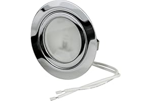 JungesLicht Ultra flache Möbeleinbauleuchte 12Volt G4 20Watt Halogen Leuchtmittel inklusive (dimmbar) Bohrloch: 55-60mm - Außendurchmesser: 72mm - Tiefe: 20mm, Leuchtmittel austauschbar - LED geeignet