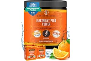 ‎KEY NUTRIENTS Key Nutrients Elektrolyt Pulver - Orange - 90 Portionen - Elektrolyte Ohne Zucker - Keto Elektrolyte Sport : Glutenfreies Ohne Zucker - Zusatz: Magnesium, Kalium - Electrolyte Powder