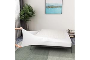 ALYVIA SPRING Boxspring-Bezug, King-Size-Bett, Jersey-Strick und dehnbar, 4 Seiten, für Hotel und Zuhause, King-Size-Bett, Weiß