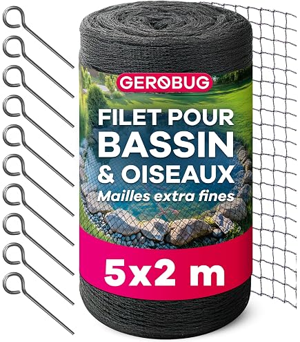 Filet De Bassin 4x8m - Maille 17mm - Protection Héron Feuilles - Polyéthylène Vert - Aquagart